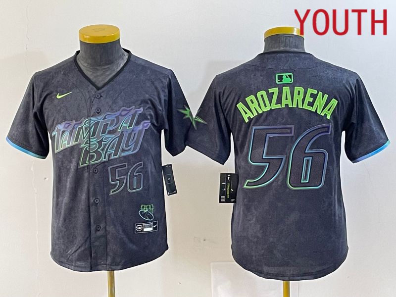 Youth Tampa Bay Rays #56 Randy Arozarena Nike MLB Limited City Connect Black 2024 Jersey style 2->youth mlb jersey->Youth Jersey